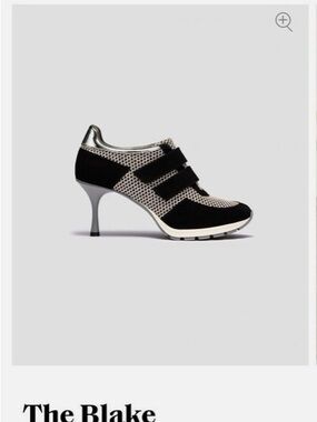 The Blake Mesh and Suede Heeled Sneaker in Black and Silver
